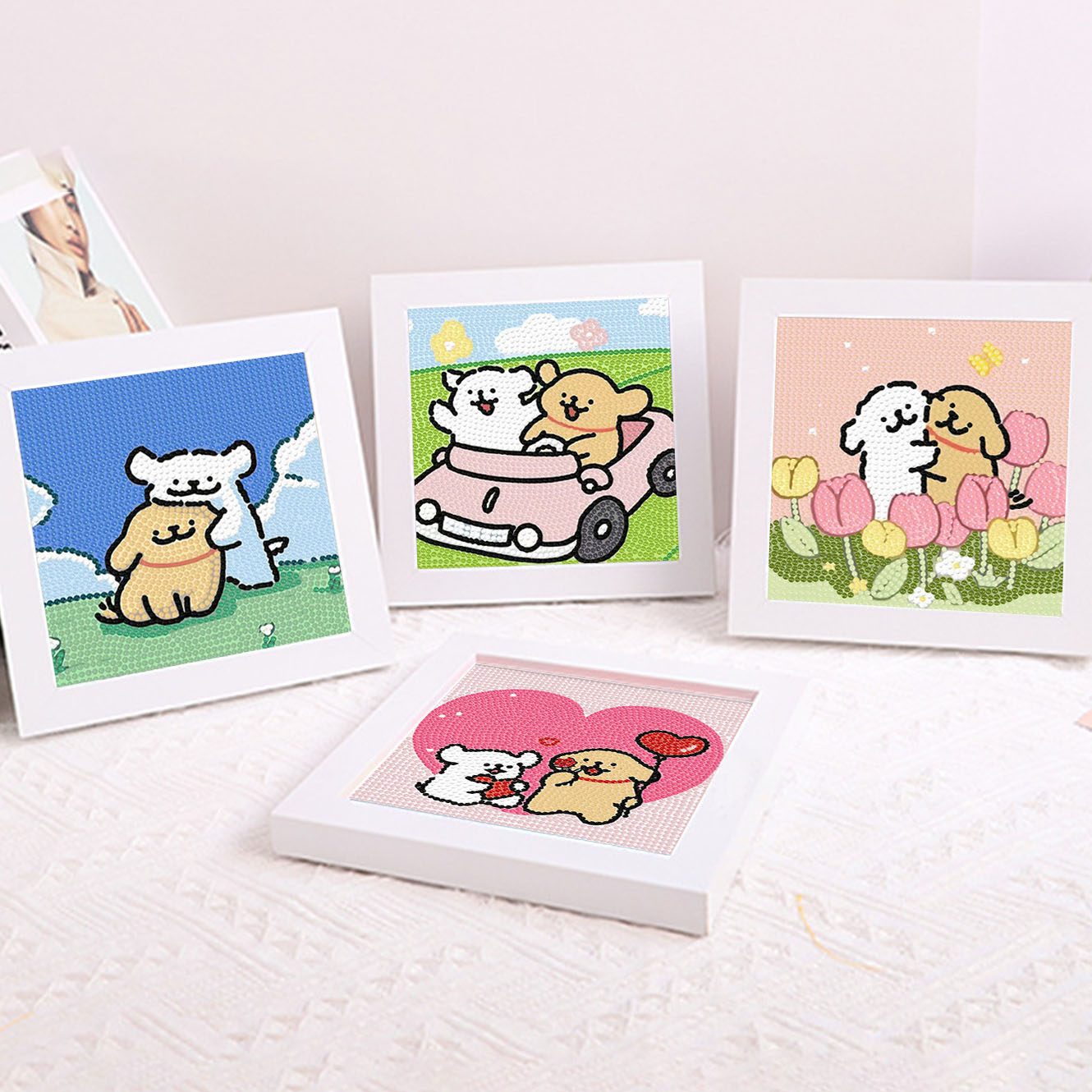 Embroidery Embellishments - Cartoon-Linienhund Kristall-Diamant-Rahmen Dekoratives Gemälde 5D DIY