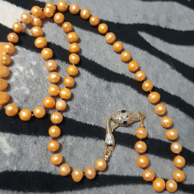 Juya 18K vergoldeter Schlangen – Pearl Trim Chain Bewertung und Preis